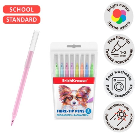 Fleeters 8 colors Erichkrause Easy Washable Pastel, washed off, ventilated cap, euro suspension-6