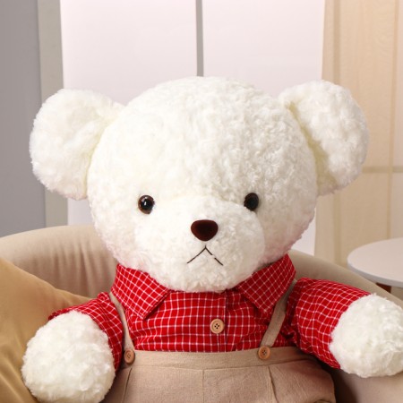 Soft toy "Bear", in a red shirt, 100 cm, white color-1