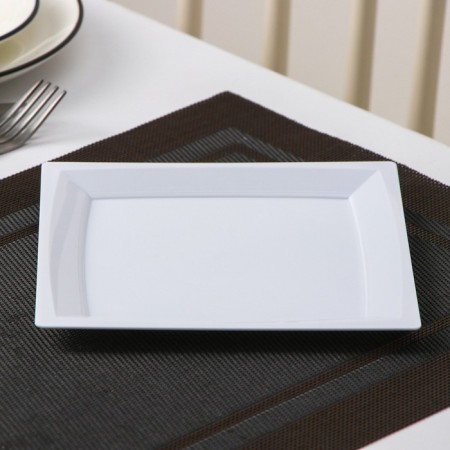 A set of plastic disposable plates, 17.2 × 17.2 cm, square, flat, 6 pcs, white color-1