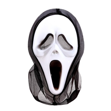 Carnival cloak with a hood "Red Skulls", Atlas + Mask-3