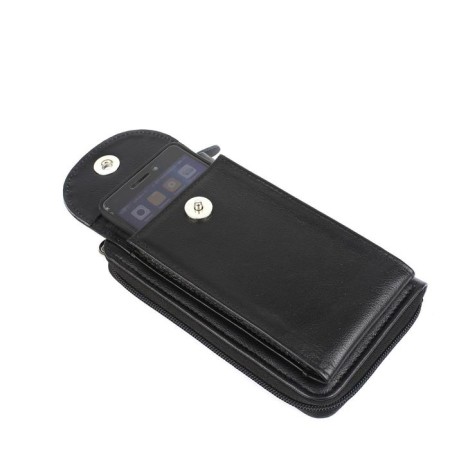 Bag for documents with zipper, n/k, 2 departments, black matte-1