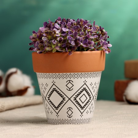 Pot "Trapezius" Terracott with a pattern, 10x9cm, mix