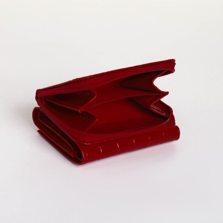 Women's wallet on the button, red color-3