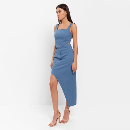 Women's Asymmetric Skirt Mist: Denim R.48, Blue-1