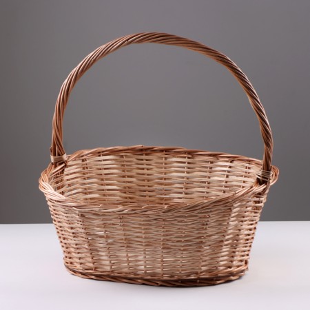 Basket "New", bottom: 34 × 24 cm, top: 43 × 37 cm, h = 14/19/41 cm, manual weaving, veneer, lobe-3