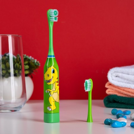Children's electric toothbrush Luazon LP-008, vibrator, 31000 dv/min, 2 nozzles, 1haa, green.