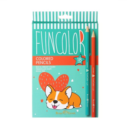 Pencils of 18 colors BrunovisConti. Funcolor, plastic, three -sided, mix-12