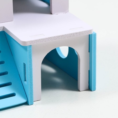 Double house for rodents with a ladder, 15.5 cm, blue-5