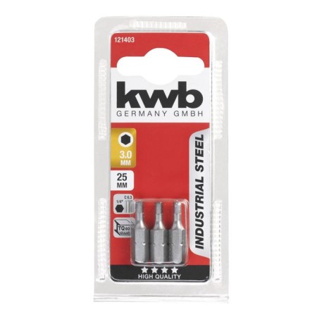 Bit KWB Industry, Hex3, steel TQ60, 25 mm, 3 pcs-1