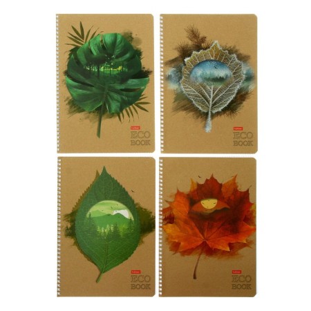 A4 notebook, 96 sheets in a cage on the crest "Seasons", Craft Carton cover, Mix