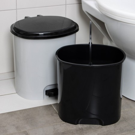 A bucket with a pedal, 12 l, the color is light gray-1