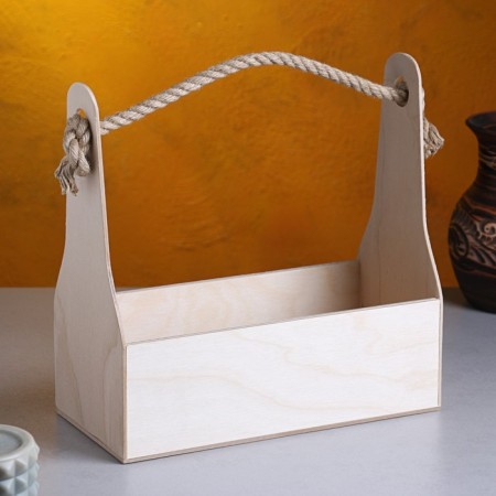 Wooden Kashpo 24 × 11 × 20 cm Stella Mona, Handpack Rope, Natural