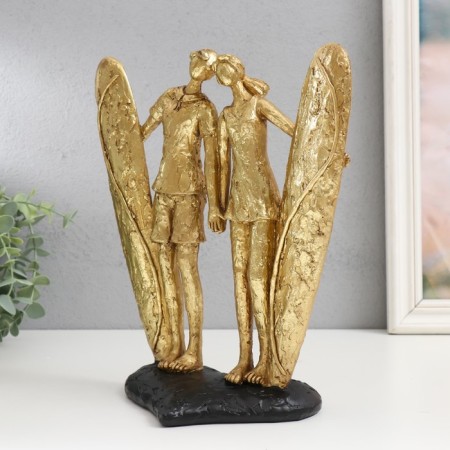 Polystone souvenir "Matter surfing" gold 26x23.5x12.5 cm-3