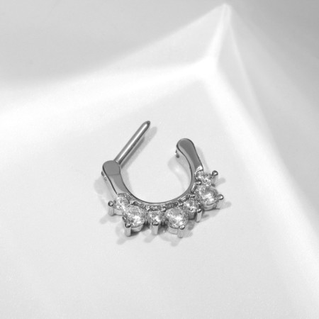 Piercing for the chest "Click", white color in silver-1
