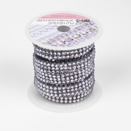 Thermoclay rhinestones, d = 3 mm, width - 10 mm, 4.5 ± 0.5 m, silver color-4