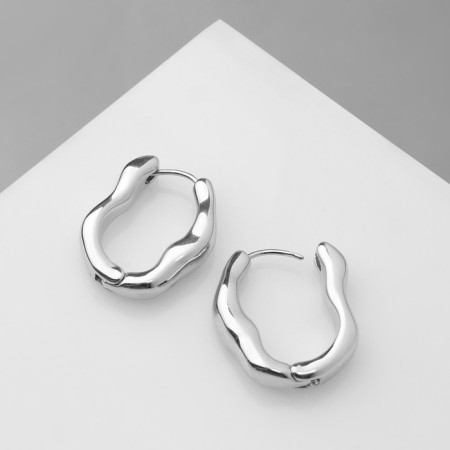 Earrings Metal "Bohemia" Virazh bend, color silver-2