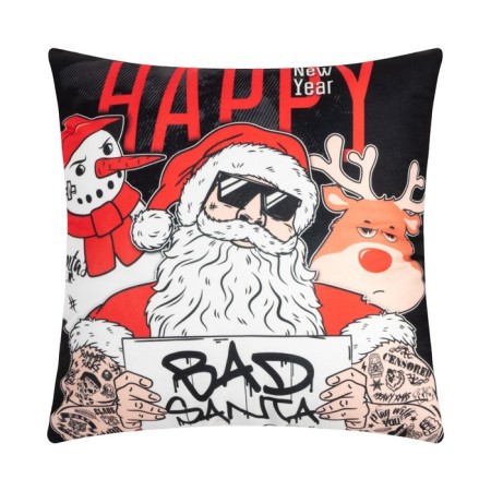 Pillow Decorative New Year's Ethel "Bad Santa", 40x40 cm, 100% p/e, velor