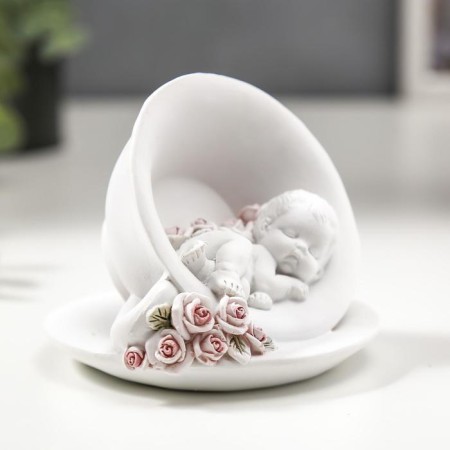 Souvenir Polystone "Angel sleeps in a circle" 10x9.5x9.5 cm-1