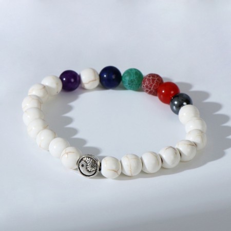 Bracelet Assorted "planets" yin-yang, color with black silver, d = 7 cm-5