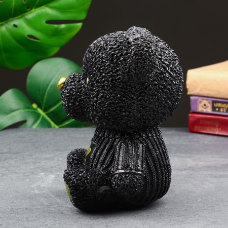 The piggy bank "Bear in the jacket" is black, gold, 19 cm-2