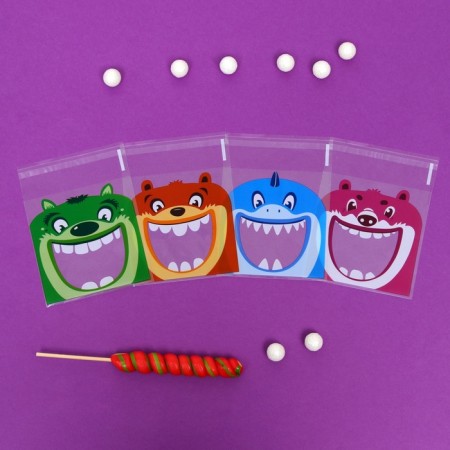 BOPP package with sticky tape, "festive assorted", 7*7+3cm