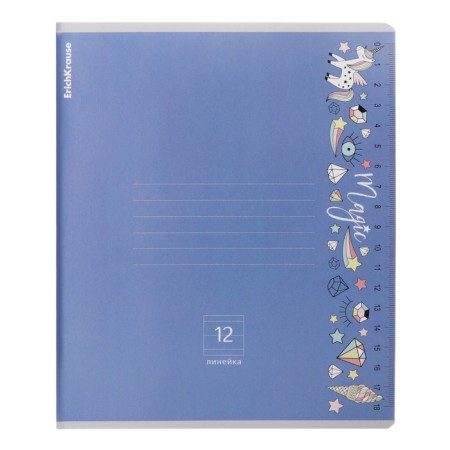 Notebook of 12 sheets in the Erichkrause Ruler Magic line, covered cartoon, block offset, 5V, mix-7