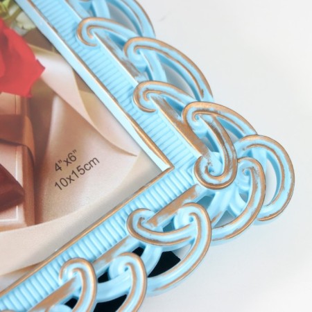 Photo frame plastic 10x15 cm "Knitted" blue with gold 20.5x15.5 cm-3