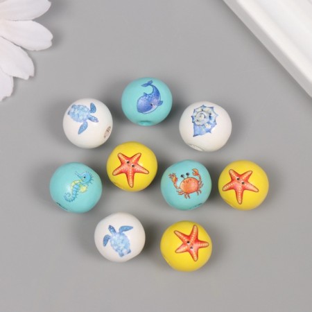 Beads for creativity tree "Sea residents" set of 10 pcs 1.6x1.6x1.6 cm