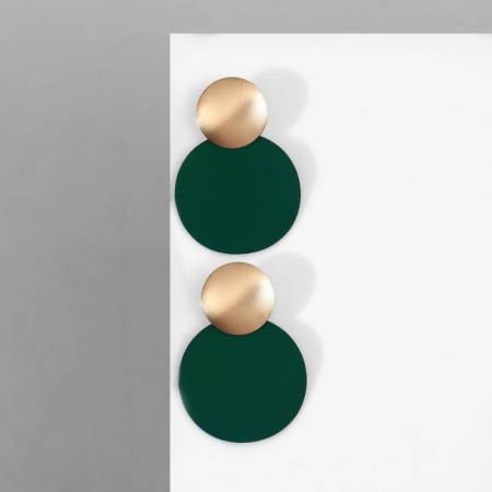 Earrings Metal "Lady", green color in gold-1