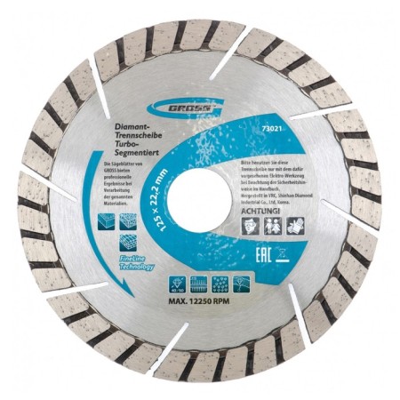Diamond disk Gross, 125 × 22.2 mm, turbo-segment, dry cutting