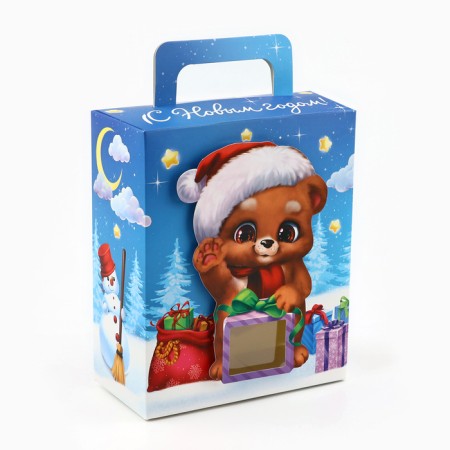 Folding boxes “Bear with a gift”, 18 x 15 x 7.5 cm, New Year-1