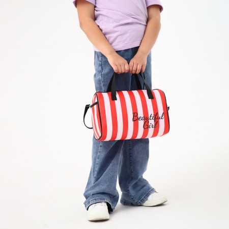 Sports bag with lightning, 2 outer pockets, long belt, red/white color-5