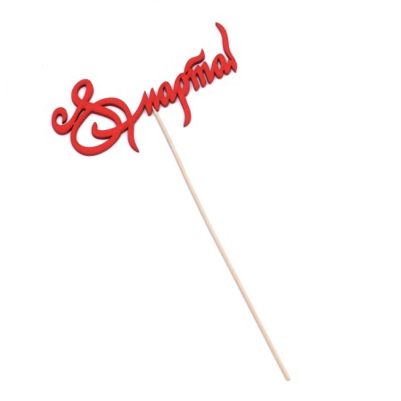 Topper "March 8" with patterns, red, 12.5x6cm give beautifully