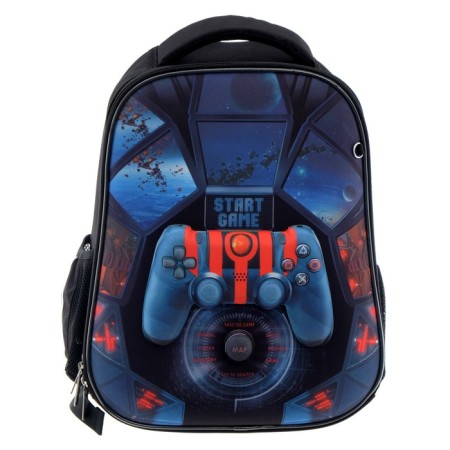 Frame backpack 38 x 29 x 15 cm, 3D effect, Hatber Ergonomic Light "Joystick" Blue NRK_71042-2