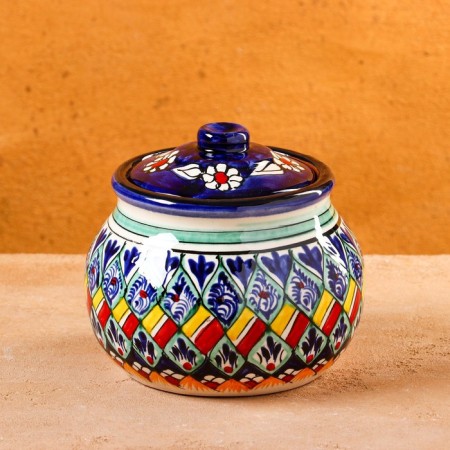 Sugar of Rishtan ceramics "Patterns", 500 ml, blue