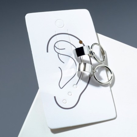 Earrings "caffes" of rings and pipes, color silver-2