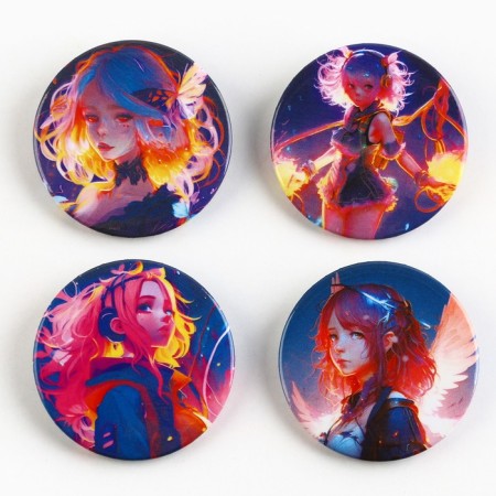 Metal anime icon, neon set, d = 38 mm, 4 pcs.-1