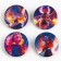 Metal anime icon, neon set, d = 38 mm, 4 pcs.