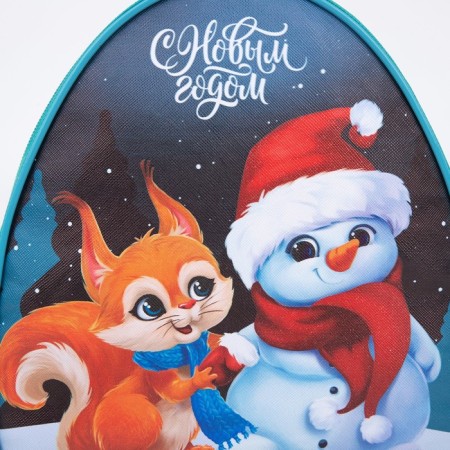 New Year's children's backpack "Happy New Year", a snowman and a fox-4