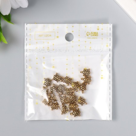 Beads Metal for creativity "Turtle" gold set 20 pcs-4