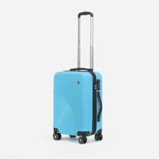 Чемодан малый 20", «Фабрика КАРТЕКС», отдел на молнии, кодовый замок, 4 колеса, цвет голубой