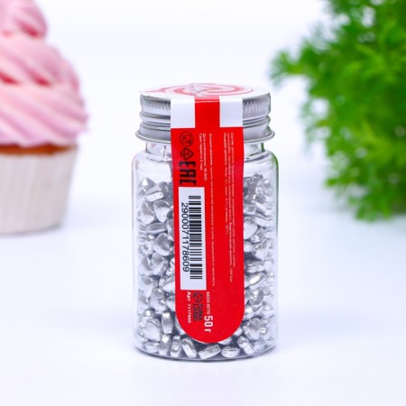 Confectionery sprinkling "Silver Heart", 50 g-2