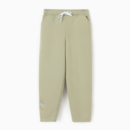 Children's pants Minaku: Exclusive Print, Olive color, Oversize growth 116 cm-4
