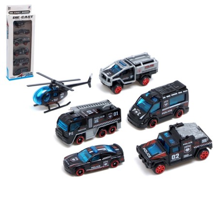 Set of metal machines "Police", 6 pcs.