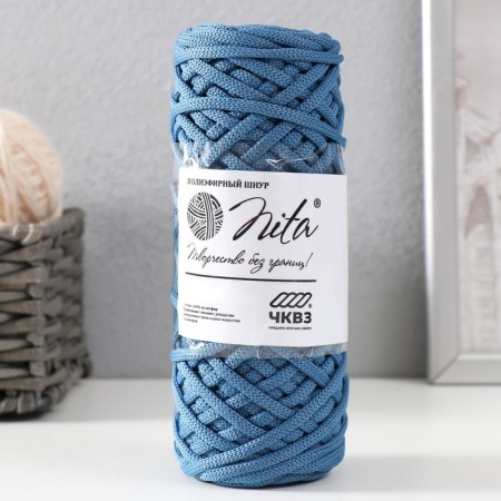 Knitting cord 100% polyester, width 4 mm 50m (jeans)-3