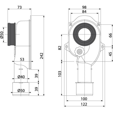 Alcaplast a45c Pussuar siphon, vertical-1