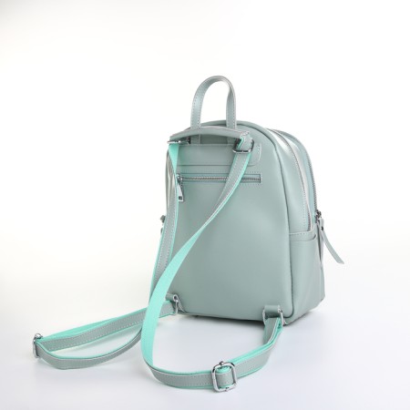 Women's backpack city on a zipper, 4 outer pockets, letizia forzza, mint color-1