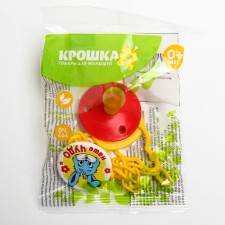 Соска - пустышка латексная классическая «Наше чудо», от 0 мес., с держателем, цвет красный