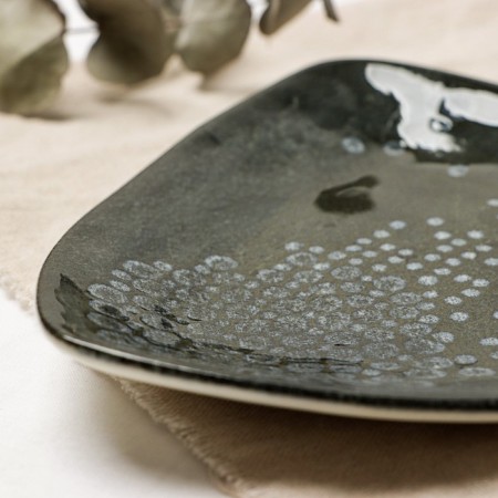 Ceramic plate "Stone", 18 x 18 cm, dark gray color-3