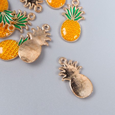 Decor for creativity metal, enamel "pineapp" yellow 1.7x0.8 cm-1